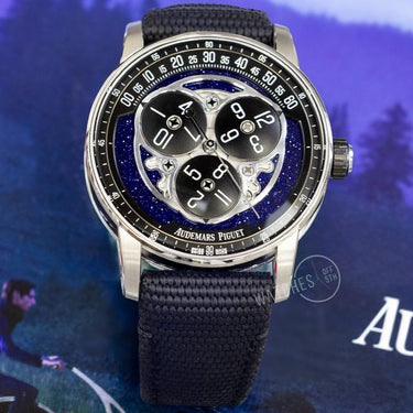 Code 11.59 Starwheel dress watch shown against the Starwheel advertisement from the Audemars Piguet book.